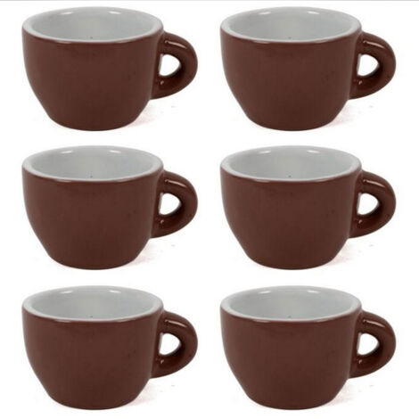 Services Set 6 Tazzine Da Caffe Tazzina Bassa In Ceramica Marrone Da Cucina
