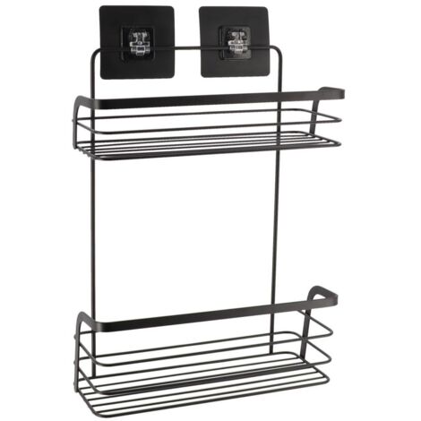 Servidor metálico de 2 niveles pintado sobre tarjetas adhesivas 3 m - negro mate - Tendance