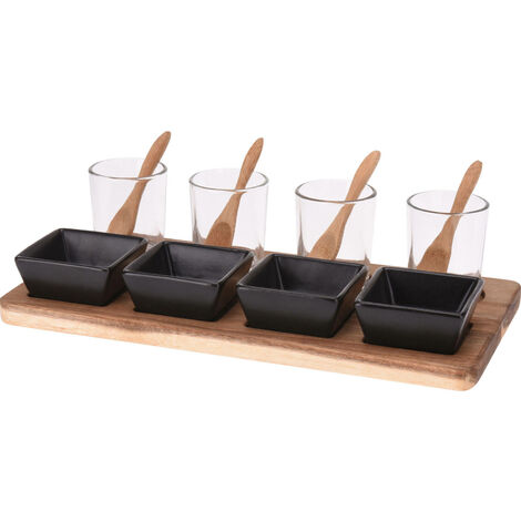 Servier-Set mit Holztablett, 30 x 15 cm