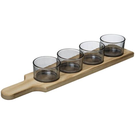 Serviergeschirr ARHA, Glasschalen mit Holztablett, Ø 9,3 cm