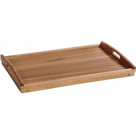 Serviertablett 55 x 35 x 24 cm mit Füßen, aus Akazienholz