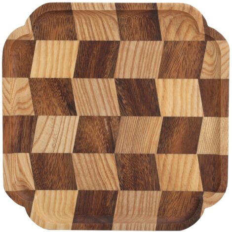Serviertablett aus Holz für Tee, Obst, Salat oder Brot – 25 x 25 cm – Ideal für Küche und Tisch