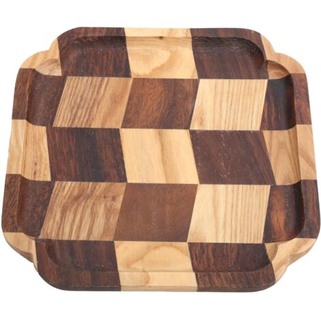 Serviertablett aus Holz für Tee, Obst, Salat und Brot – 20 x 20 cm – Küchenutensil