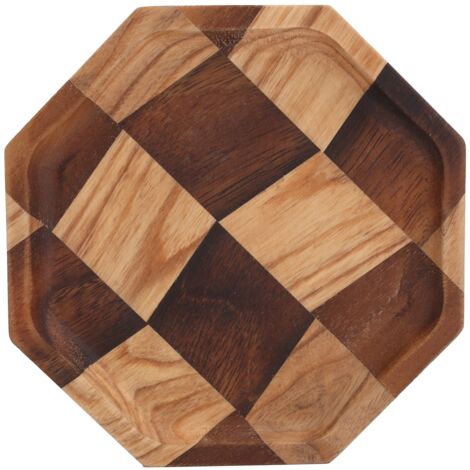 Serviertablett aus Holz mit Gittermuster für Obst, Tee, Dessert, Brot – 15,5 x 15,5 cm