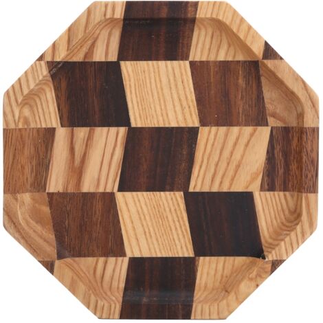 Serviertablett aus Holz mit Gittermuster für Obst, Tee, Dessert, Brot – 20 x 20 cm