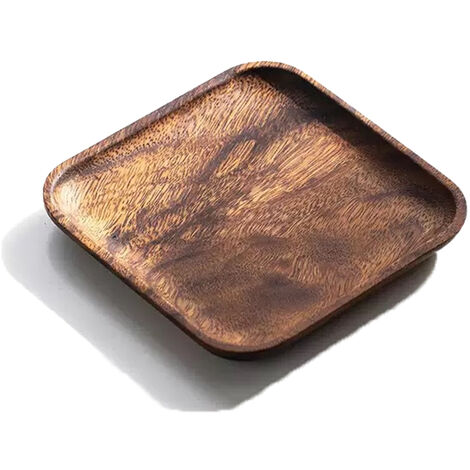 Serviertablett aus Holz, rundes Tablett aus Holz Naturholz Servierplatten Speisen Geschirr style3
