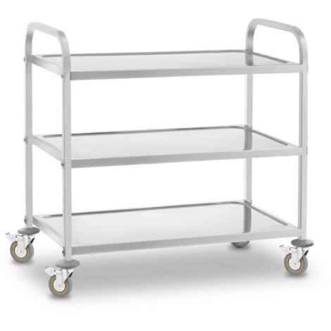 Servierwagen Edelstahl Teewagen Küchenwagen Gastro 3 Borde 4 Räder