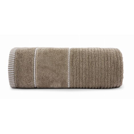 Serviette 70x140 Teo Taupe / Beige foncé 470g 100% coton avec velours