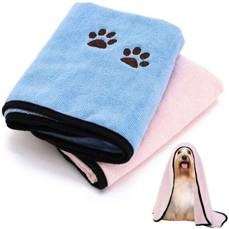 Serviette à Séchage Rapide pour Chien, 2 PIÈCES Serviettes pour Animaux de Compagnie, Serviettes Absorbantes pour Chiens, Serviette de Bain pour Animaux de Compagnie