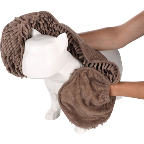 Serviette absorbante en microfibre Pakka taupe pour chien - Flamingo