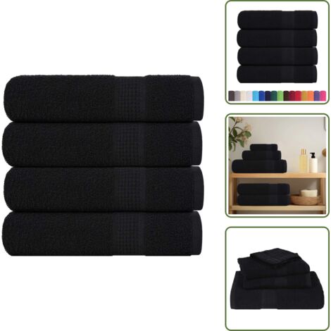 Serviette absorbante - vidaXL Essuie-mains FROGN 4 pcs noir 50x100 cm 360 g/m² - Serviette douce