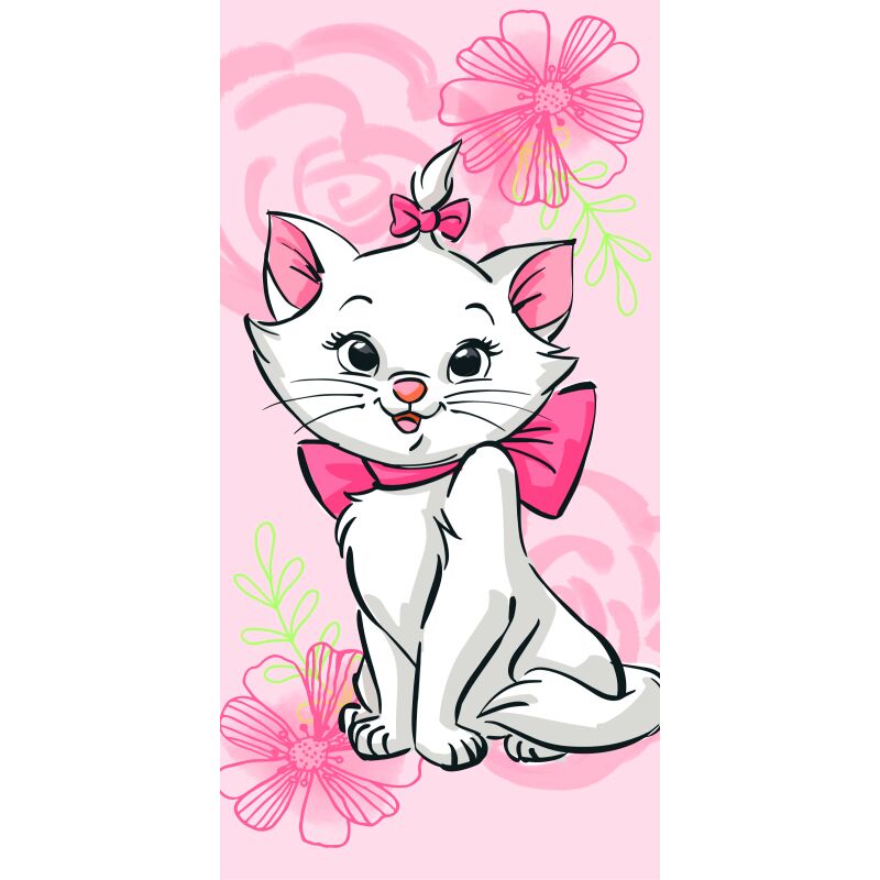 Disney - Serviette de plage en coton 'Les Aristochats : Marie'- Rose - 70 x 140 cm - Livraison gratuite