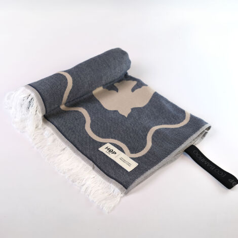 Serviette Bamboo Go XL - 75/150 cm - Oiseaux (bleu marine/beige)