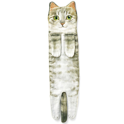 Serviette Chat Main Porte-Serviette Fixé - Câble Polyester & Nylon, 55x13cm, 110g, Orange/Gris/Noir&Brun/Blanc/Noir, 1 Pièce
