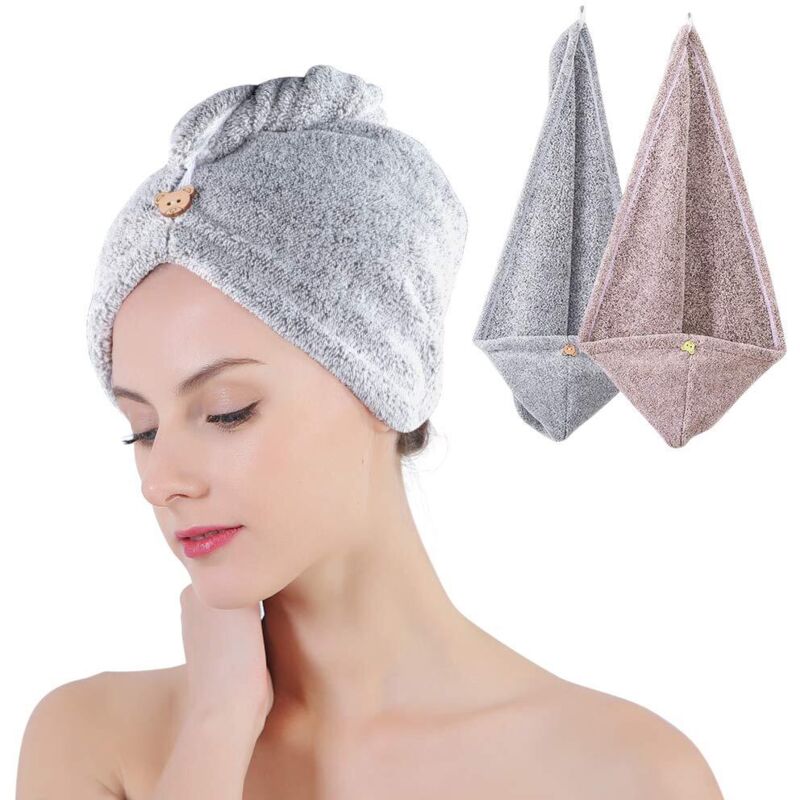 Serviette Cheveux, 2pcs Fibre de Charbon de Bambou Serviette Turban de Bain Head Wrap Turban pour Cheveux à Séchage Rapide,Séchage Rapide Tordu pour Serviette Cheveux, 2pcs Fibre de Charbon de Bambou Serviette Turban de Bain Head Wrap Turban pour Cheveux à Séchage Rapide,Séchage Rapide Tordu pour
