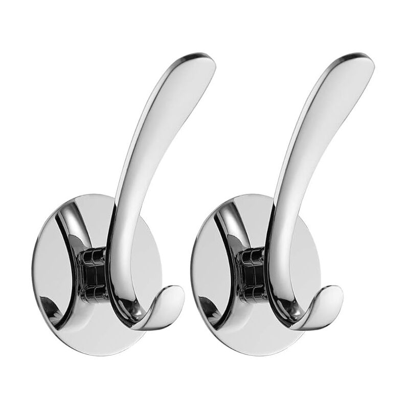 Serviette Crochet Robe Acier Inoxydable Sans Perçage Salle De Bains Cuisine Surface Polie 2PCS