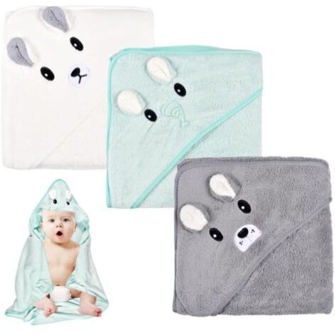 Serviette de bain - 3Pcs - Capuche - Douce - Absorption forte - 80 x 80cm