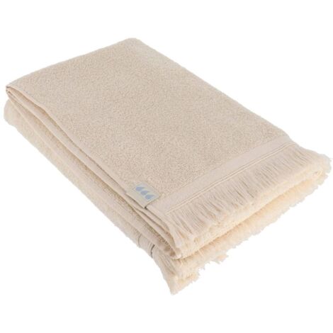 Serviette de bain 70x130 cm 100% coton finition frange - naturel - Tendance