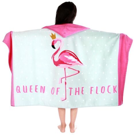 Serviette de bain à capuche Flamingo Kids - Poncho super absorbant pour la piscine/la plage - Séchage rapide (50 x 30)