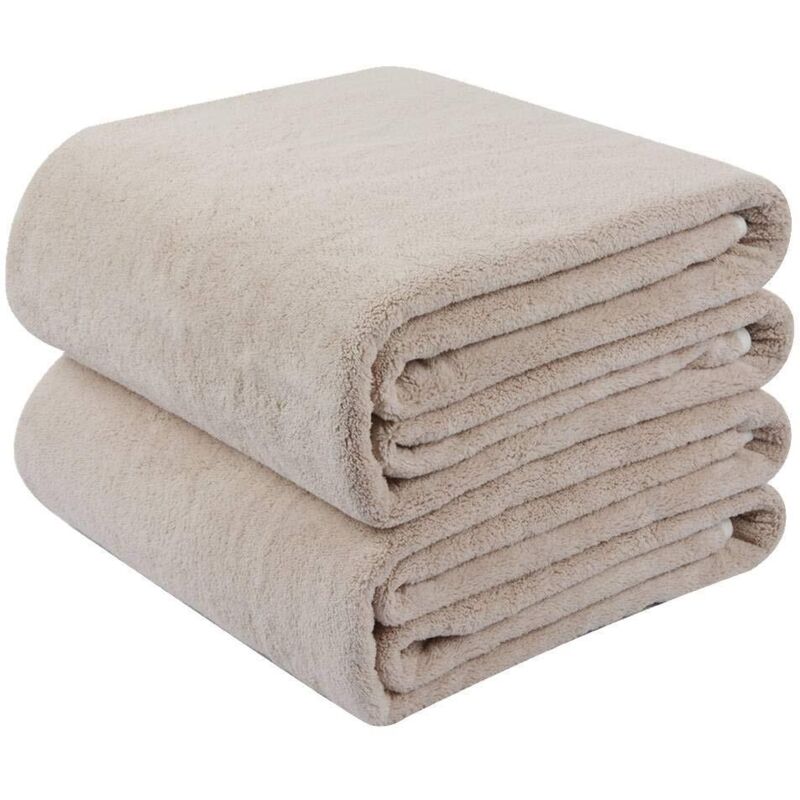 Serviette de Bain Absorbantes Draps de Bain Doux Serviette Microfibre pour la Piscine, Gym, Camping, Yoga, Voyage, Fitness 2Pack Beige