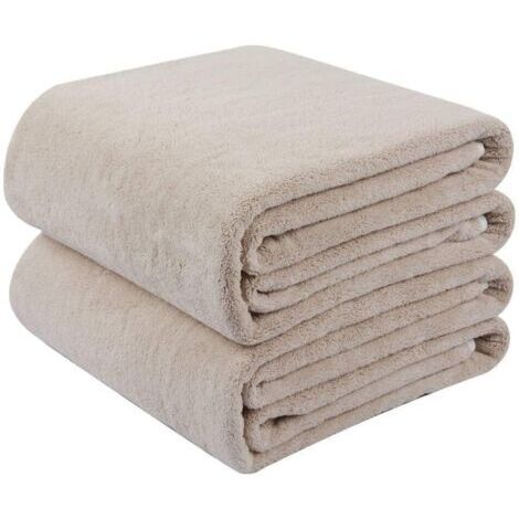 Serviette de Bain Absorbantes Draps de Bain Doux Serviette Microfibre pour la Piscine, Gym, Camping, Yoga, Voyage, Fitness 2Pack Beige