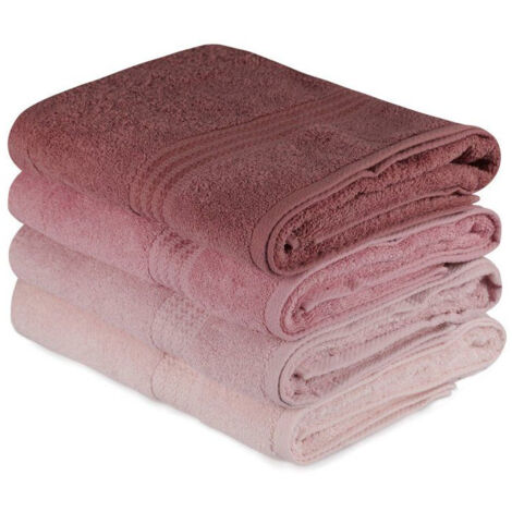 Serviette de bain AUCUNE 70 x 140 cm - Lot de 4 Poudre