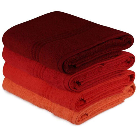 Serviette de bain AUCUNE Lot de 4 70 x 140 cm Orange 100% Coton