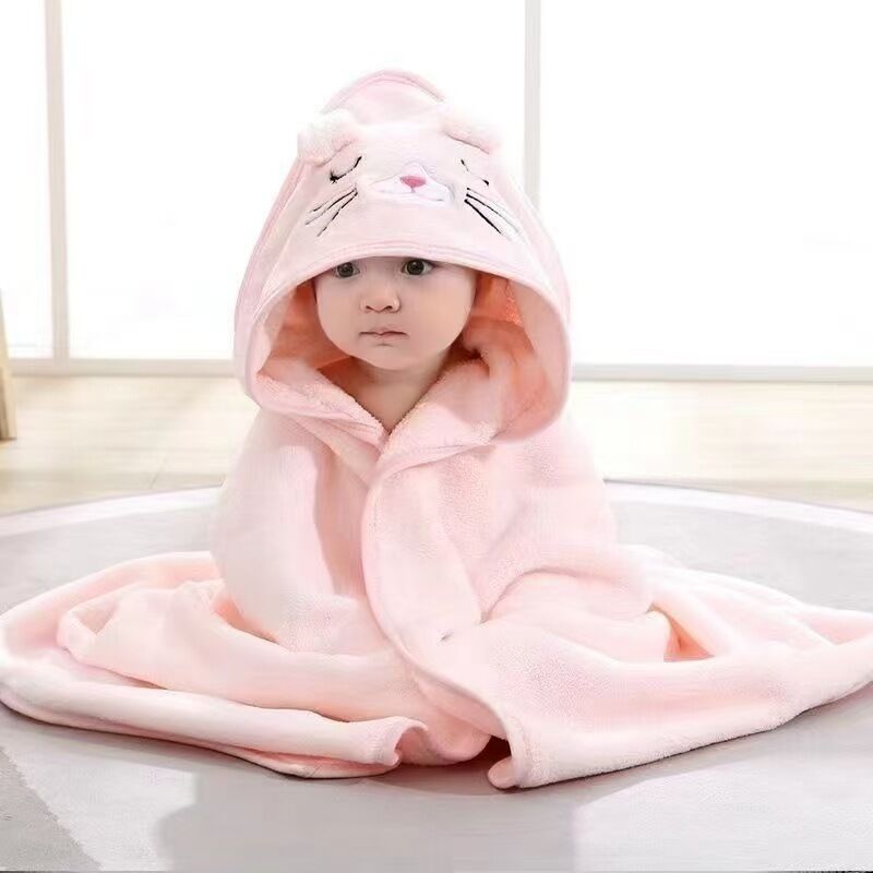 Serviette de Bain avec Capuche Bébé, 80 x 80 cm Serviette Bebe, Super Absorbantes Serviettes et Sorties de Bain, Serviette de Bain pour Nouveau-né
