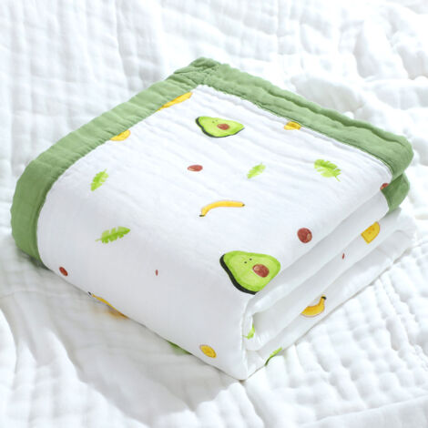 Serviette de bain bébé coton doux, motif avocat mignon, couverture respirante et lavable pour nouveau-né