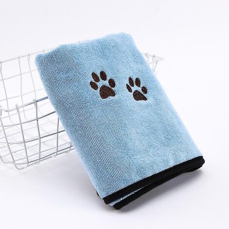 Serviette de bain bleue pour animaux, en fibres nettoyantes à séchage rapide, 50 x 90 cm