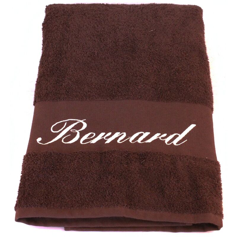 Decoho - Serviette de bain brodée 70 x 140 cm - Chocolat