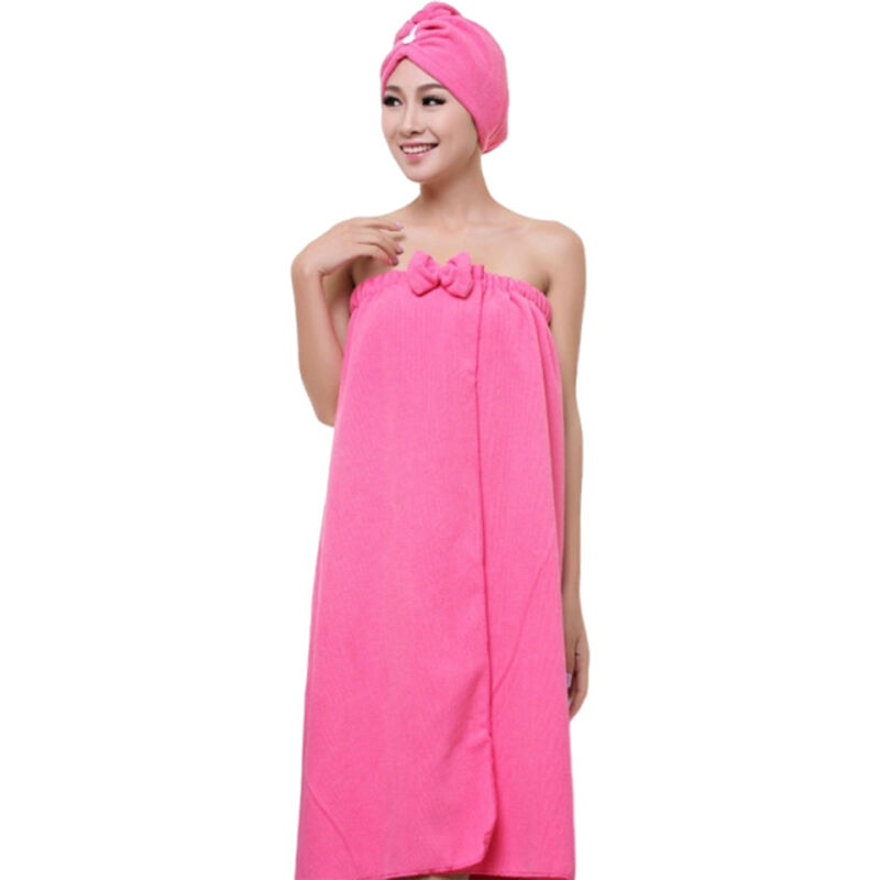 Serviette de Bain Chapeau de sèche Cheveux Microfibre Bonnet de Bain et Serviette de Bain Femme Vêtement de Chambre