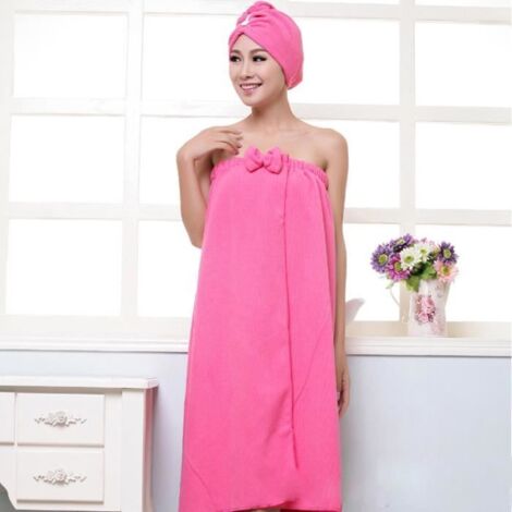 Serviette de Bain Chapeau de sèche Cheveux Microfibre Bonnet de Bain et Serviette de Bain Femme Vêtement de Chambre