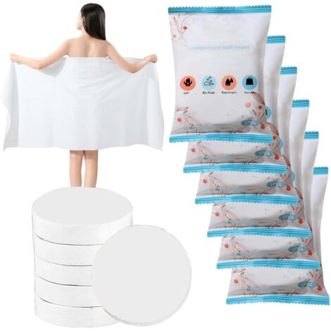 Serviette de bain compressée 70140 Serviettes de bain jetables, emballées individuellement, extra larges et épaisses, en pur coton compressé, fournitures hôtelières de voyage.