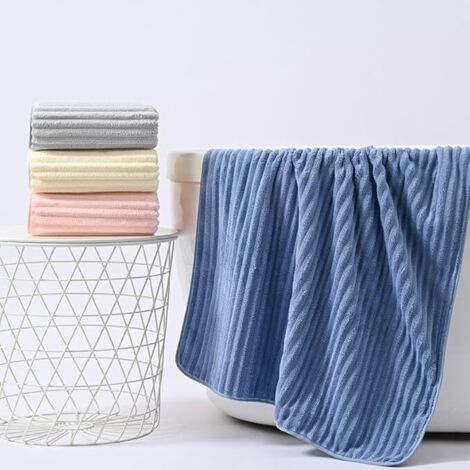 Serviette de Bain de qualité supérieure de 90175cm, Microfibre Durable, très absorbante, Utilisation Polyvalente comme Serviette de Bain, de Fitness, de Douche, de Sport, de Yoga (Bleu)
