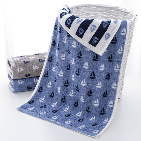 Serviette de bain douce, absorbante et épaisse en coton (1 pièce) pour le bain, les mains, le visage, le fitness et le spa - Bleu clair