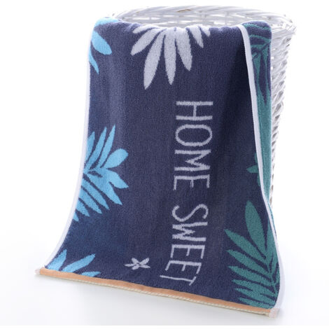 Serviette de bain douce, absorbante et épaisse en coton (1 pièce) pour le bain, les mains, le visage, le fitness et le spa - Bleu feuille de bananier
