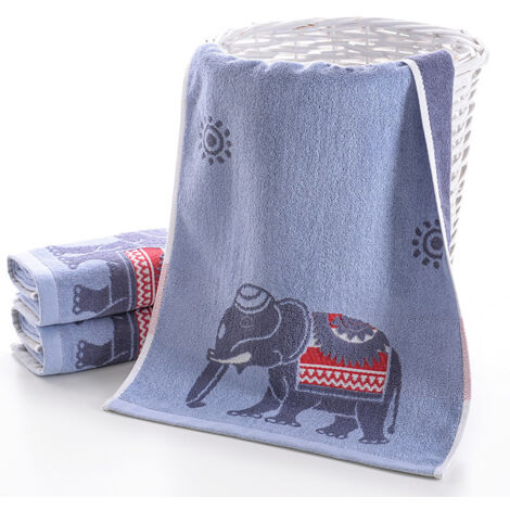 Serviette de bain douce, absorbante et épaisse en coton (1 pièce) pour le bain, les mains, le visage, le fitness et le spa - Bleu Vientiane Renewal
