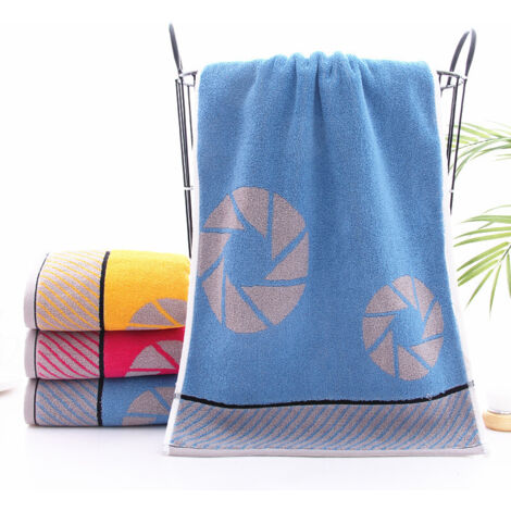 Serviette de bain douce, absorbante et épaisse en coton (1 pièce) pour le bain, les mains, le visage, le fitness et le spa - Bleue