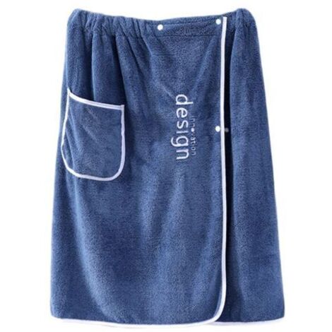 Serviette de bain douce pour homme avec poches Serviette de bain en velours corail de couleur unie Jupe longue pour la maison