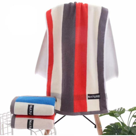 Serviette de bain en coton épais, douce et absorbante, 1 pièce, idéale pour le bain, les mains, le visage, le fitness et le spa - Barre verticale rouge
