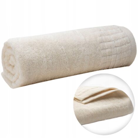 Serviette de bain en coton éponge pour la maison, le sauna, l'hôtel, 70 x 140 cm, écru