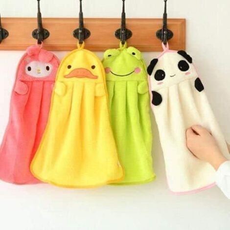 Serviette de bain en microfibre en forme d'animal pour enfants et serviette absorbante de cuisine-4 pièces-Fei Yu