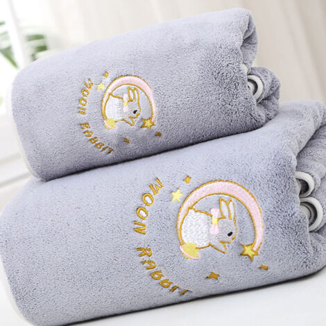 Serviette de bain en molleton de corail, douce et épaisse, absorbant l'eau, pour la maison, gris, 34x76