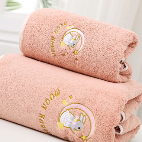 Serviette de bain en molleton de corail, douce et épaisse, absorbant l'eau, pour la maison, la plage, rose, 34x76