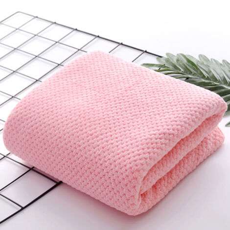 Serviette de bain en velours corail, haute absorption, couleur unie pour salle de bain ou hôtel, rose