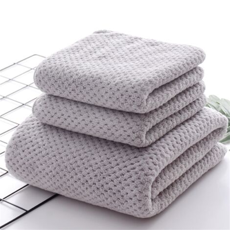 Serviette de Bain en Velours Coral - Absorbante et Douce pour Salle de Bain, Hôtel - Couleur Grise Pure