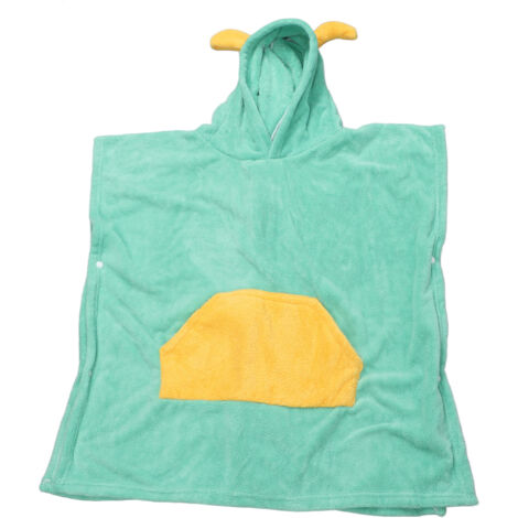 Serviette de bain enfant à capuche design dinosaure vert - Douce en polaire, absorbante 70x140cm - Pour bain et plage