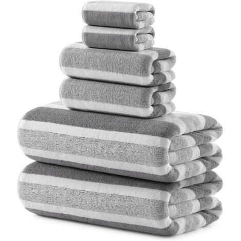 Serviette De Bain - Microfibre 100 % - 35 X 70 Pouces - Pour Salle De Bain Spa Gym - Lot De 6 Pièces
