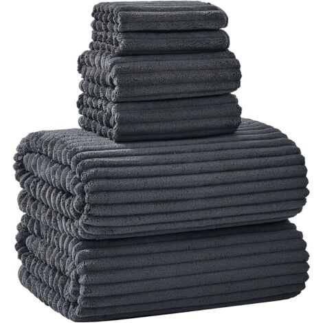 Serviette De Bain - Microfibre 70x140 Cm - Absorbante Rapide Séchage - Pour Salle De Bain Spa Gym Hôtel - Gris Charbon - Lot De 6
